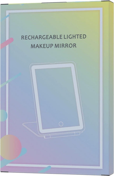 Rechargeable travel makeup mirror with lighting - 10x magnification - portable illuminated makeup mirror - 80 LEDs - 2000 mAh battery - 3-color lighting - touch dimming - tabletop