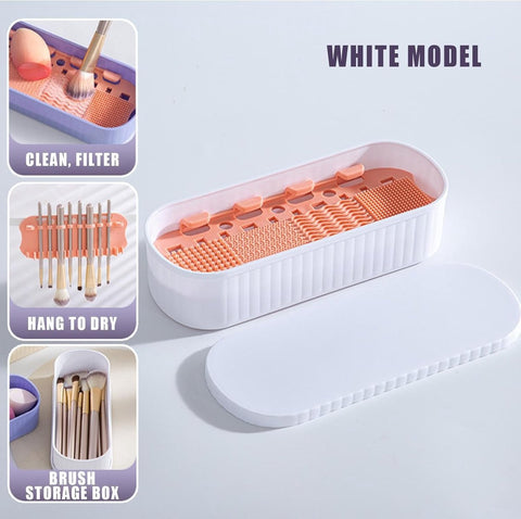 Brush Cleansing - Make-Up Brush Cleaner - Make-Up Brush Cleaner - Cleaner Tools - Cleaning Mat - Dryer - Silicone - Portable Washing Tool - For Cleaning Make-Up Brushes - Also Suitable For Make-Up Sponges - Women - White