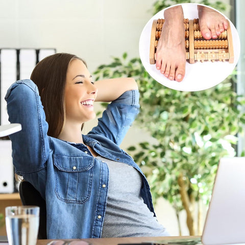 Wooden Foot Massager - Foot Massage Roller - Massage Device - Massage Roller - Foot Roller - Wooden Foot Massage Roller - Reflexology - Improves Blood Circulation - For Home and Office - 27.3×18.5×5cm