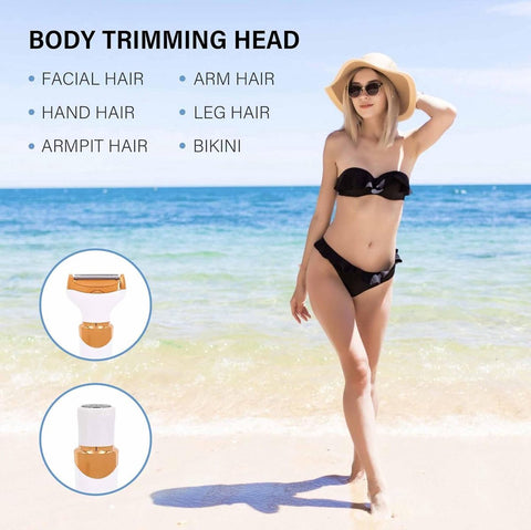 Women's Epilator - Epilator for Easy Hair Removal - 4 Attachments - Women's Epilator - Bikini Trimmer - Facial Epilator - Wet & Dry - Epilators - Facial Cleanser - Hair Removal Device - USB Rechargeable - Gold - Face/Underarms/Legs/Genuine