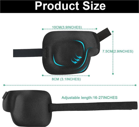 3D Eye Patches for Adults - 4 Pieces - Adjustable Eye Patches for Right Eye - Eye Mask - Luxury 3D Eye Mask - Eye Patch for Lazy Eye - Sleep Mask - Soft Eye Patch for Post-Surgery - Comfortable Eye Mask for Daily Use - Black - Right