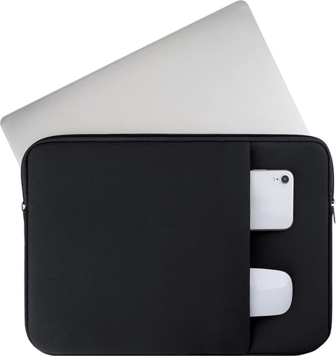 Laptop Sleeve / Pouch - 15.6 Inch - 2-Piece Extra Compartment - Laptop Sleeve with Pouch - Women's / Men's Laptop Bag - Macbook Case with Zipper - Laptop Sleeve - Laptop Case - Laptop Cover - Black - Shockproof - Scratchproof - Durable