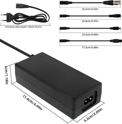 Electric Bike Charger - Charger for Electric Scooters - 36V/42V 2A Universal Charger - With 4 Battery Charger Connectors - Battery Charger - Hoverboard Drift Trikes - Electric Scooter Hoverboard Balance Bike - Suitable for Xiaomi Mi Mijia M365 - 84W Max