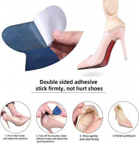 3 Pairs Self-Adhesive Silicone Heel Protectors - Insoles for High Heels or Shoes - Heel Cushion - Heel Pads - Soft and Flexible Cushions - Prevents Blisters and Pain - Beige / Black - Anti-Friction - One Size