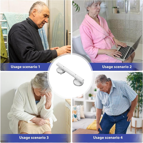 Bathroom Grab Bar 35 cm - Bath Grab Bar - Shower Grab Bar - Fluorescent - Bathroom and Shower Grab Bar with Suction Cup - Moisture-Resistant - Safety Grab Bar - Handle for the Elderly and Children - Handle / Wall Grab Bar for Bathroom / Shower / Toilet -