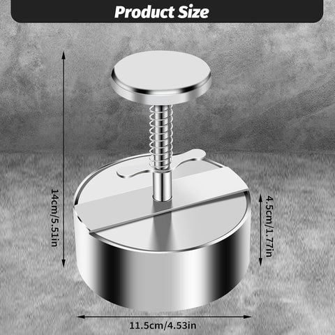 Meat Press - Burger Meat Press - Hamburger Press - Hamburger Press - Hamburger Mold - Kitchen Food Mold - Round Hamburger - Make Your Own Hamburgers - BBQ Accessories - For Delicious Hamburgers, Patties, BBQ, Hamburger Press - Silver - Stainless Steel