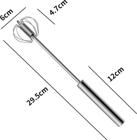 Egg Beater - Egg Whisk - Semi-Automatic Stainless Steel Whisk - Batter Beater - Whipped Cream Whisk - Mini Whisk - Immersion Blender - Mixer - Manual - for baking in the kitchen - Silver - Stainless Steel