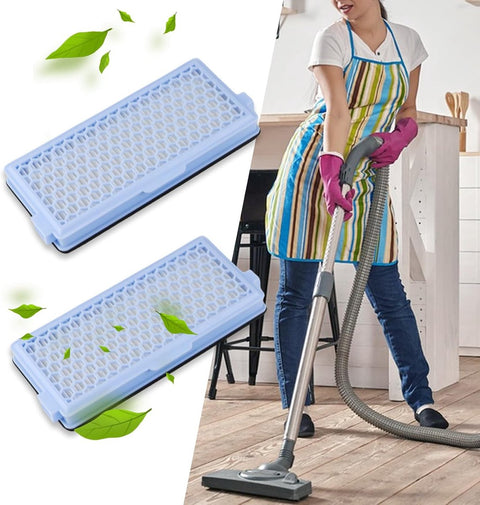 Active HEPA Filter Set 2 Pieces Suitable For Miele Classic Compact C1, Complete C2 & C3 - Replaceable - Vacuum Cleaner Parts - Vacuum Cleaner Filter - Impurity Filter - Blue