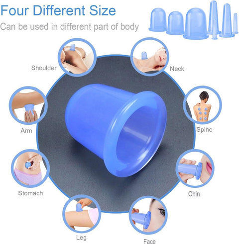 Cellulite Cups - Cupping For Cellulite - Premium Quality Cupping Set (7-Piece) - Cupping Cups - Full Body - Cupping Cups Massage - For Face, Arms And Legs - Blue - Vacuum Silicone Cupping Set - Anti-Orange Peel - Anti-Cellulite Massage