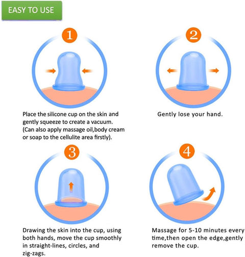 Cellulite Cups - Cupping For Cellulite - Premium Quality Cupping Set (7-Piece) - Cupping Cups - Full Body - Cupping Cups Massage - For Face, Arms And Legs - Blue - Vacuum Silicone Cupping Set - Anti-Orange Peel - Anti-Cellulite Massage
