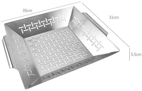 Professional Grill Basket - High-Quality Baking Trays - Barbecue Pans - BBQ Grill Basket - Optimal Heat Distribution - Practical - Durable - Grilled Vegetables / Meat - Very Suitable for Oven Safe / Gas / Charcoal / Electric Grill
