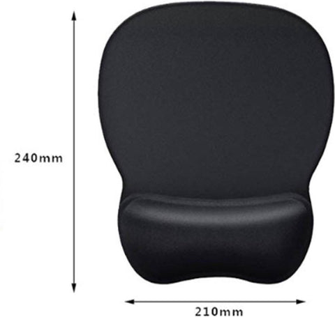 Mouse Pad with Wrist Rest - Ergonomic Mouse Pad - Gel Mouse Pad - Non-Slip - Prevent Wrist Fatigue - Suitable for Gaming, School, and Office - 24 x 21 cm - Black