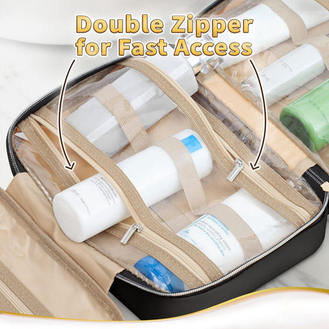 Toilet Bag With Hook - Hanging Toilet Bag - Women and Men - Waterproof - Makeup Bag - Women's Beauty Case - Toilet Bag - Toilet Sack - Outdoor Travel Toilet Bag - Travel Organizer Men & Women, Girls and Children - Black - Practical & Portable