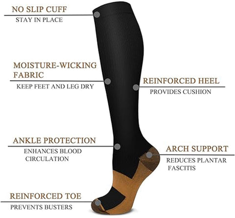 Pairs of Compression Socks for Men and Women - Running Socks - Support Socks - Compression Socks - Best Support for Nurses, Running, Cycling - Sports Socks - Compression Socks - Size 40-46