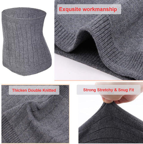 Cashmere heating belt - abdominal and back heating belt - knitted elastic belt - Bodywarmer made of very soft material - Prevents lower back pain - Stay warm in winter - Double-layer padding - Size L - Grey
