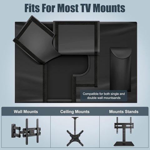 Outdoor TV case 55-58 inch - TV screen protector - waterproof and weatherproof outdoor flat screen case - 210D fabric - 55.1 x 5.9 x 35.4 inches - black