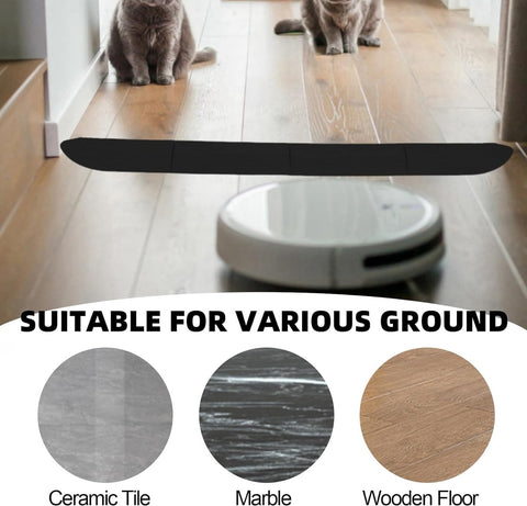 Threshold ramp - 68 × 5 cm - Threshold ramp for robot vacuum cleaner - Rubber ramp - Threshold ramp - Ramp - Threshold plate - Adjustable - Ramp - for robot vacuum cleaners, wheelchairs, doorways and bathrooms - Black