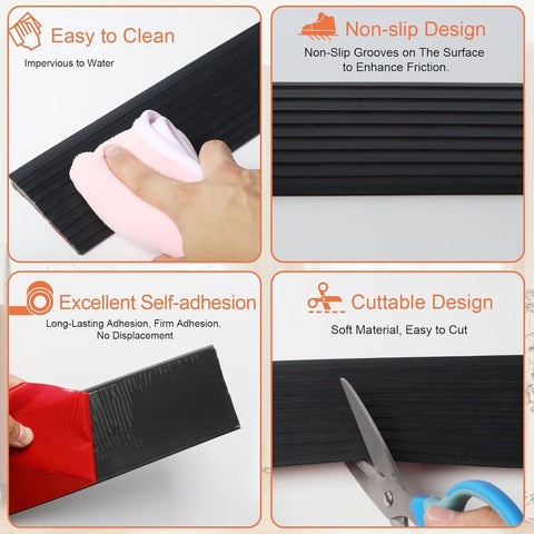 Threshold ramp - 1 m*10mm*50mm - Rubber threshold aid - Threshold ramps - Drive-up ramp - Threshold ramps for doors - Loading ramp - Threshold plate - Anti-slip - self-adhesive rubber threshold ramp - for wheelchairs, strollers and scooters - black