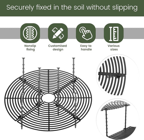 2 pieces - plant pot cover - 30 cm - Flowerpot grid - planter cover set - plantpot grid bottom protectors - with 16 posts - plant covers - for indoor and outdoor gardening - plant protectors - keeps cats and squirrels out of the flowerpot - black
