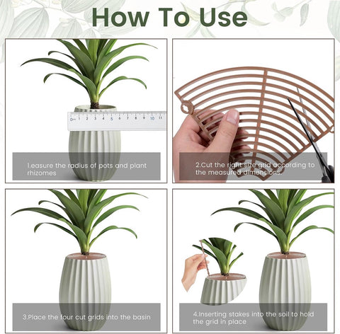 2 pieces - plant pot cover - 30 cm - Flowerpot grid - planter cover set - plantpot grid bottom protectors - with 16 posts - plant covers - for indoor and outdoor gardening - plant protectors - keeps cats and squirrels out of the flowerpot - brown