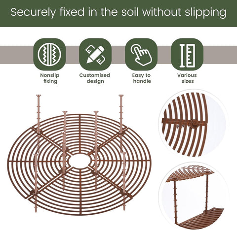 2 pieces - plant pot cover - 30 cm - Flowerpot grid - planter cover set - plantpot grid bottom protectors - with 16 posts - plant covers - for indoor and outdoor gardening - plant protectors - keeps cats and squirrels out of the flowerpot - brown