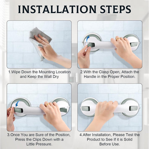 Set of 2 suction cup grab bars - Safety grab bars with suction cup for the shower - Extra handles - No drilling required - Safety grab bars - For the elderly and people with disabilities - Shower holder - White-green