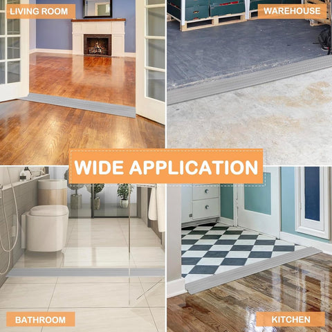 Threshold ramp - 1 m*10mm*50mm - Rubber threshold aid - Threshold ramps - Driveway ramp - Threshold ramps for doors - Loading ramp - Threshold plate - Anti-slip - self-adhesive rubber threshold ramp - for wheelchairs, strollers and scooters - grey