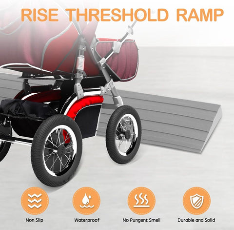 Threshold ramp - 1 m*10mm*50mm - Rubber threshold aid - Threshold ramps - Driveway ramp - Threshold ramps for doors - Loading ramp - Threshold plate - Anti-slip - self-adhesive rubber threshold ramp - for wheelchairs, strollers and scooters - grey