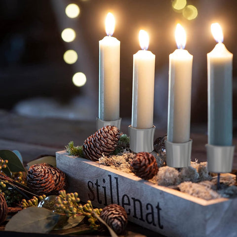 4 pieces - Candle holder - candle holder - candlestick - Christmas wreath candle holders - metal candlestick - Christmas decorations - home decoration - candle accessories - 2.5*2.5*11 cm - white
