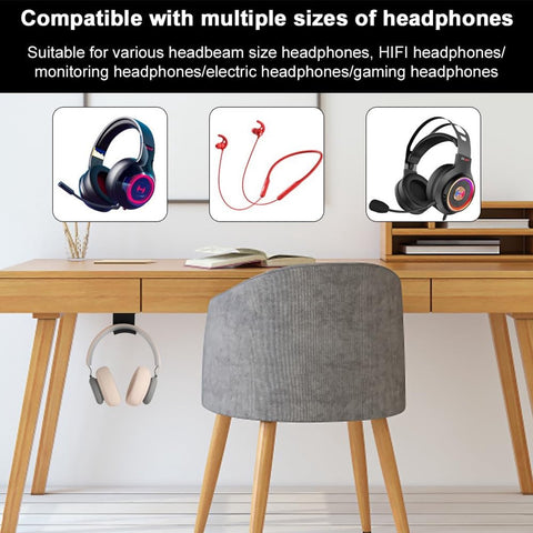 2-Piece Headphone Stand - Headset Hanger - Hook - Headphone Stand - Headset Holder - for gaming headsets - Headset Stand - Wall - headphone stand - non-slip and wear-resistant - for desks and computer tables - Adhesive - black