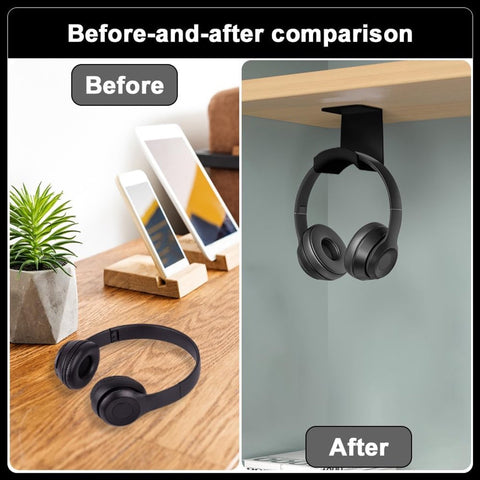 2-Piece Headphone Stand - Headset Hanger - Hook - Headphone Stand - Headset Holder - for gaming headsets - Headset Stand - Wall - headphone stand - non-slip and wear-resistant - for desks and computer tables - Adhesive - black