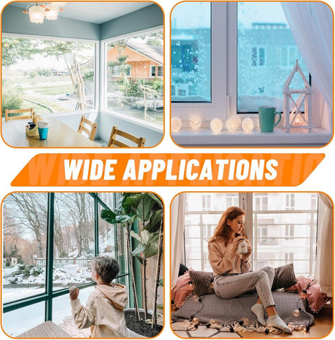 Window Film - Thermal Insulation for Windows - Window Film Insulation Sealing Set - Winter Window Insulation Set - Window Insulation Film - Winter Insulation Window Covering Set - Self-Adhesive - with Velcro - for windows and skylights - transparent - 160