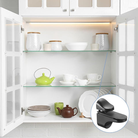 4 pieces - Glass clamp - Glass shelf brackets - Adjustable - Glass shelf bracket - fishmouth glass clip - wall mounting bracket - zinc alloy - furniture accessories - hardware accessories - with screws - for shelves of 3-20 mm thickness - 56*24*50 mm - bl