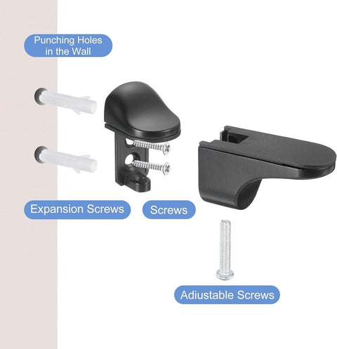 4 pieces - Glass clamp - Glass shelf brackets - Adjustable - Glass shelf bracket - fishmouth glass clip - wall mounting bracket - zinc alloy - furniture accessories - hardware accessories - with screws - for shelves of 3-20 mm thickness - 56*24*50 mm - bl