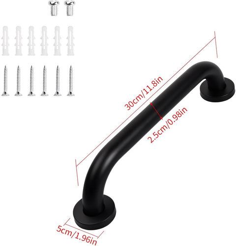 2 pieces - Armrest - 30*5 cm - Bathtub Grip - handle for the elderly - stainless steel railing - safety railings - non-slip shower grip - wall-mounted stainless steel handle - for the elderly, bathroom, kitchen - black