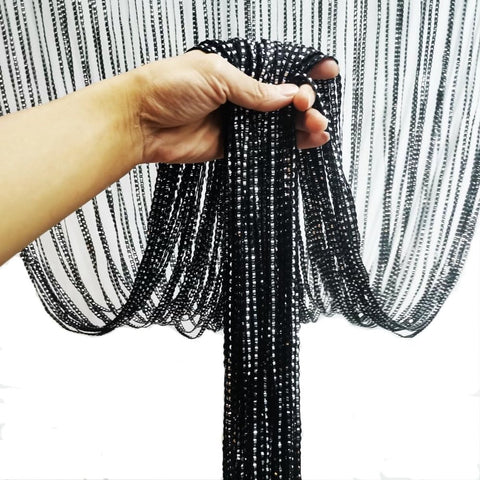 99*199 cm - Fly curtain - Screen door - Door curtain - Window decoration - Bead curtain - crystal bead coded door curtain - with tassels - wardrobe curtain - door cord - curtains - mosquito net - for doorway, interior decoration - black