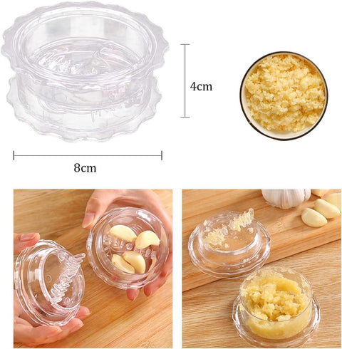 Garlic mill - Garlic twister - Garlic press - Ginger press - Garlic Press - Spice mill - garlic tool - manual garlic press - with storage jar - quick meal preparation - kitchen utensils - kitchen tools - 8*8*4 cm - transparent