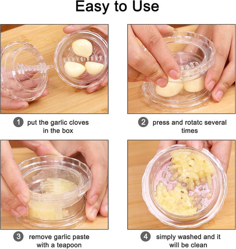 Garlic mill - Garlic twister - Garlic press - Ginger press - Garlic Press - Spice mill - garlic tool - manual garlic press - with storage jar - quick meal preparation - kitchen utensils - kitchen tools - 8*8*4 cm - transparent