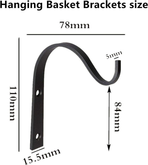 2-Piece Plant Wall Rack - Wall Hook Hanging Basket - Flowerpot Hook - Plant Hook - Iron Wall Rack - Wall Decoration - Metal Plant Hook - For Vase, Bird Feeder, Plant - Lantern Hook - Wall Hook For Plants - Garden Hook - Black