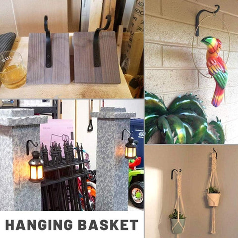 2-Piece Plant Wall Rack - Wall Hook Hanging Basket - Flowerpot Hook - Plant Hook - Iron Wall Rack - Wall Decoration - Metal Plant Hook - For Vase, Bird Feeder, Plant - Lantern Hook - Wall Hook For Plants - Garden Hook - Black