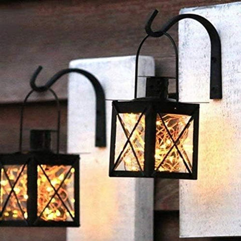 2-Piece Plant Wall Rack - Wall Hook Hanging Basket - Flowerpot Hook - Plant Hook - Iron Wall Rack - Wall Decoration - Metal Plant Hook - For Vase, Bird Feeder, Plant - Lantern Hook - Wall Hook For Plants - Garden Hook - Black