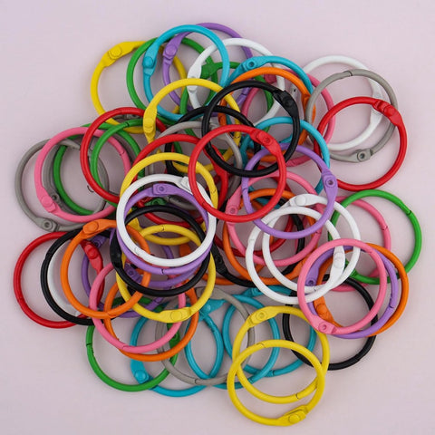 60 pieces - ring binders - 30 mm - keychain - colorful metal book rings - metal organizer ring - binding ring - for scrapbooking, album, crafting - for organizing and binding loose cards and recipes - 10 colors
