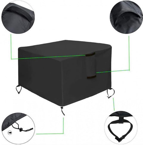 82*82*61 cm - Square Fire Pit Cover - Patio Fireplace Cover - Waterproof Square Outdoor Fire Pit Cover - Barbecue Stove Cover - Dust Cover - Square - Heavy 420D Oxford Fabric - Outdoor Fireplace Cover - Black