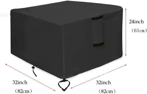 82*82*61 cm - Square Fire Pit Cover - Patio Fireplace Cover - Waterproof Square Outdoor Fire Pit Cover - Barbecue Stove Cover - Dust Cover - Square - Heavy 420D Oxford Fabric - Outdoor Fireplace Cover - Black