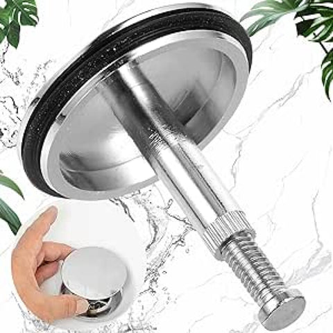 Bathtub Drain Plug 43mm - Stem Diameter 8mm - Bathtub Cover, Bathroom Washbasin Cap - Height Adjustable Drain Plug for Bathtub, Kitchen, Sink - Solid Brass Drain Stopper