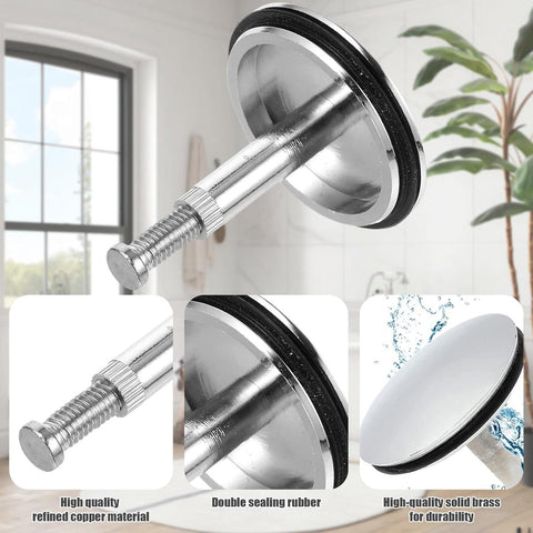 Bathtub Drain Plug 43mm - Stem Diameter 8mm - Bathtub Cover, Bathroom Washbasin Cap - Height Adjustable Drain Plug for Bathtub, Kitchen, Sink - Solid Brass Drain Stopper