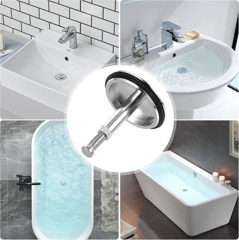 Bathtub Drain Plug 43mm - Stem Diameter 8mm - Bathtub Cover, Bathroom Washbasin Cap - Height Adjustable Drain Plug for Bathtub, Kitchen, Sink - Solid Brass Drain Stopper