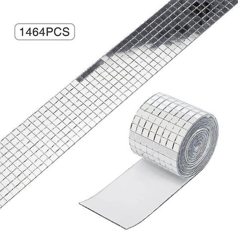 Allecto Plus - Self-Adhesive Glass Mirror Mosaic Tiles - 3 Pieces - Square Sticker - Craft Decoration - Party Decoration - Silver - 100cm