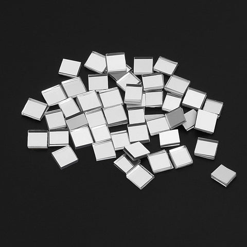 Allecto Plus - Self-Adhesive Glass Mirror Mosaic Tiles - 3 Pieces - Square Sticker - Craft Decoration - Party Decoration - Silver - 100cm