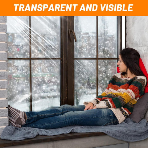 Window Film - Thermal Insulation for Windows - Window Film Insulation Sealing Set - Winter Window Insulation Set - Window Insulation Film - Winter Insulation Window Covering Set - Self-Adhesive - with Velcro - for windows and skylights - transparent - 188